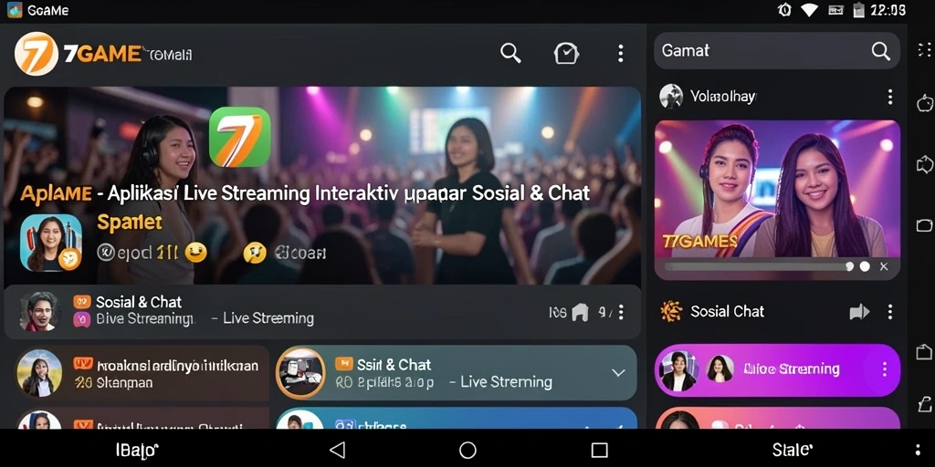 Tampilan antarmuka 7GAME dalam fungsi Live Streaming yang interaktif.