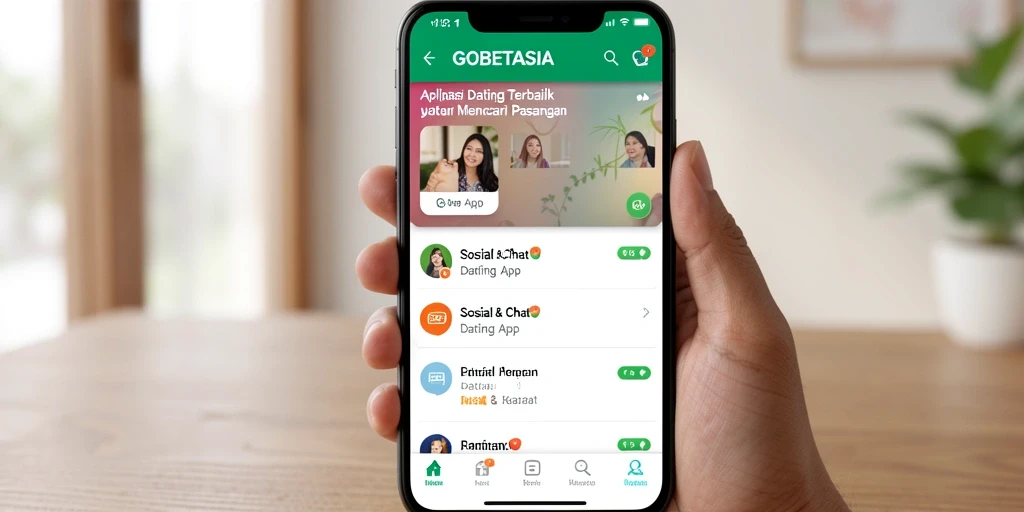 Tampilan utama antarmuka GOBETASIA dengan fitur pencarian dan chat.