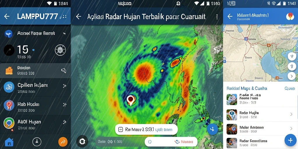 Antarmuka LAMPU777 yang menampilkan radar hujan dengan informasi cuaca terkini.